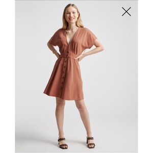 Quince Terracotta Button-Front Mini Dress